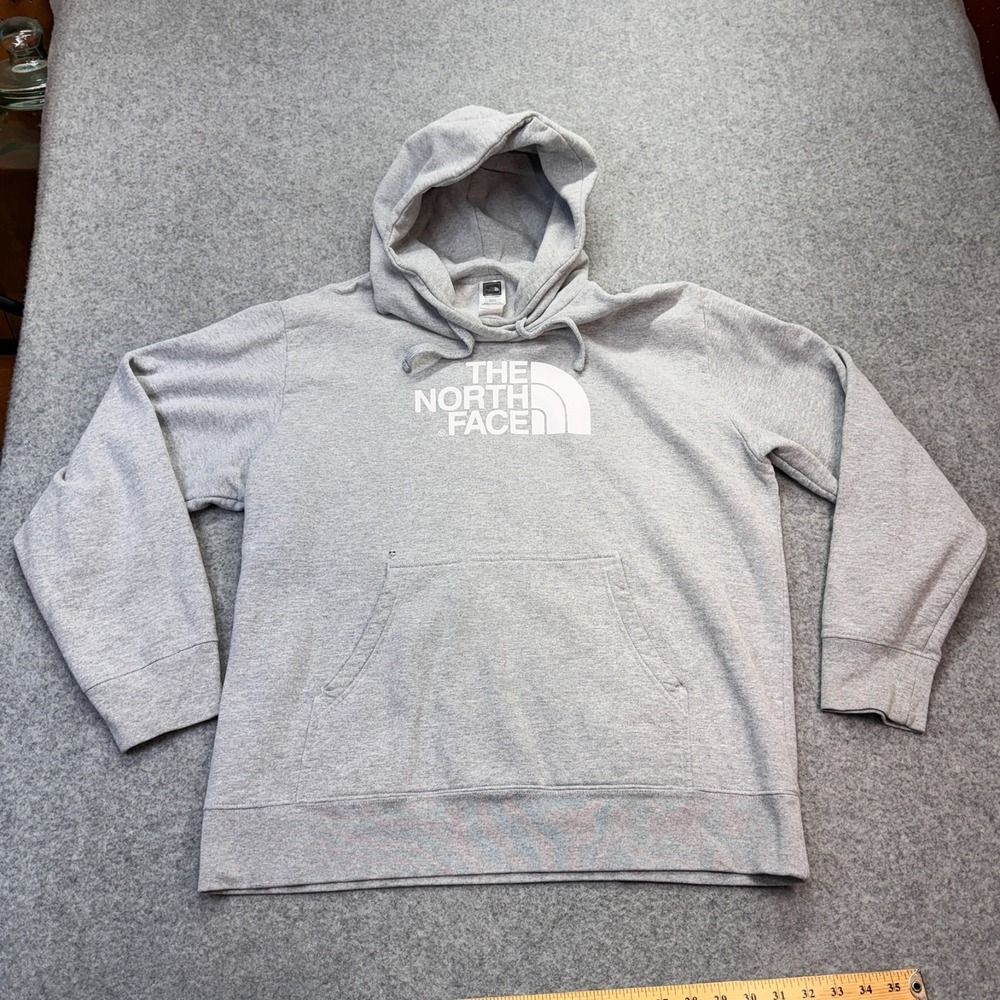 The North Face Men's XL Hoodie Half Dome Pullover Gray Cotton Logo Sweatshirt